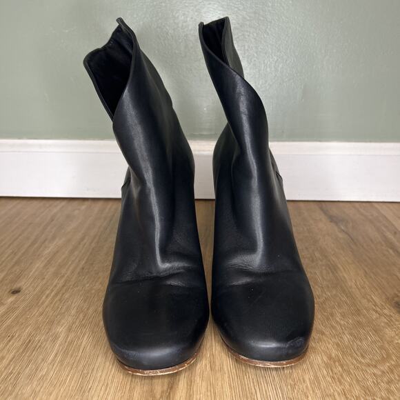 Celine Women 41 US 10 Bootie Wrap Napa Leather Ankle Boot Black Square Round Toe - Picture 2 of 12